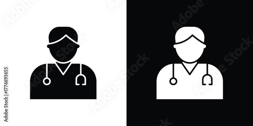 Doctor icon line art editable stroke and solid collection for app design