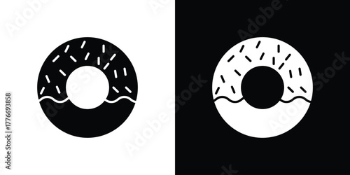 Donut icon line art editable stroke and solid collection for app design