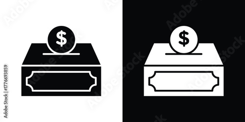 Donation box icon line art editable stroke and solid collection for app design