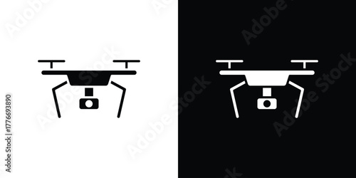 Drone icon line art editable stroke and solid collection for app design