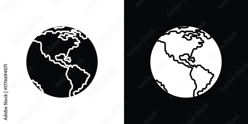 Obraz premium Earth icon line art editable stroke and solid collection for app design