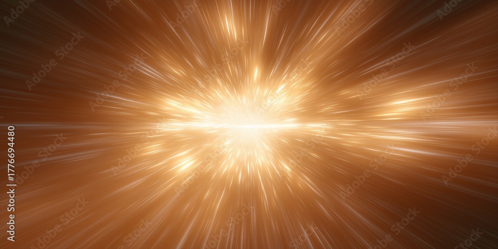 Obraz premium Golden light burst with radiant streaks in space