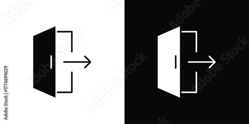 Exit icon line art editable stroke and solid collection for app design