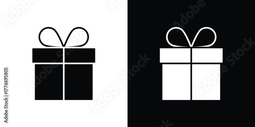 Gift icon line art editable stroke and solid collection for app design