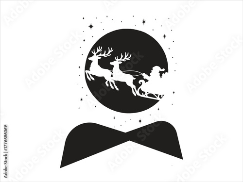  Reindeer pulling Santa’s sleigh across a moonlit