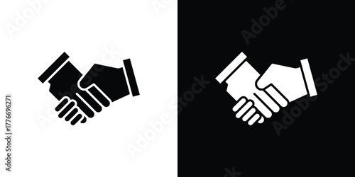 Handshake icon line art editable stroke and solid collection for app design