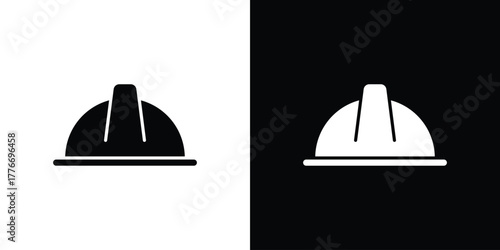 Hard hat icon line art editable stroke and solid collection for app design