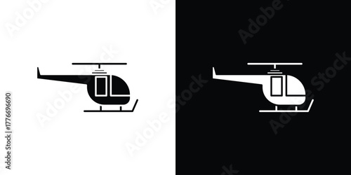 Helicopter icon line art editable stroke and solid collection for app design