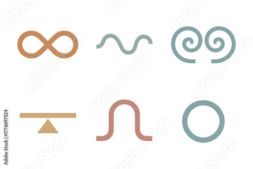 Minimalist geometric shapes collection in soft tones