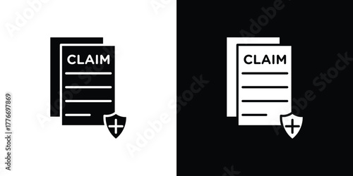 Insurance Claim icon line art editable stroke and solid collection for app design