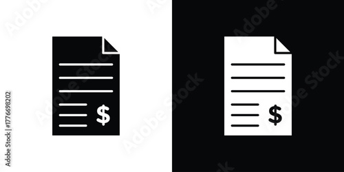 Invoice icon line art editable stroke and solid collection for app design