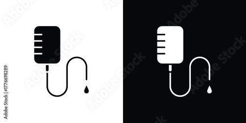 IV bag icon line art editable stroke and solid collection for app design