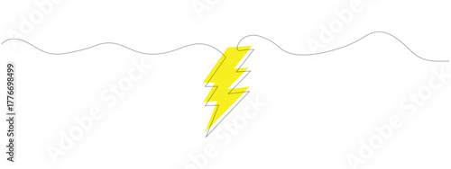 Continuous one line drawing lightning strike icon vector. energy and power symbol. vector illustration.