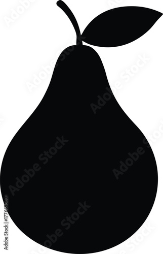 Pear Silhouette Vector Illustration Fresh Fruit Healthy Vegetarian Food Ingredient Black and White Isolated Simple Minimalist Style Icon Design