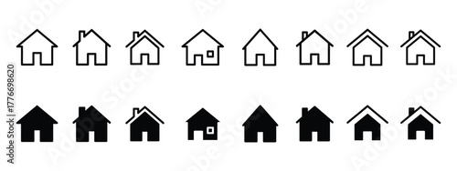 Home icon set. House and building sign symbol. vector illustration.