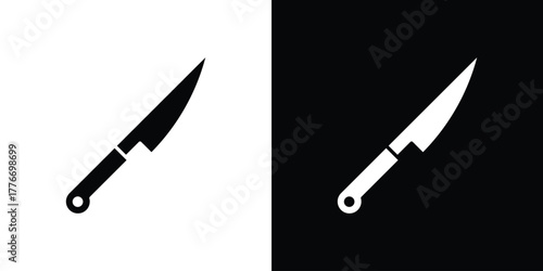 Kitchen knife icon line art editable stroke and solid collection for app design