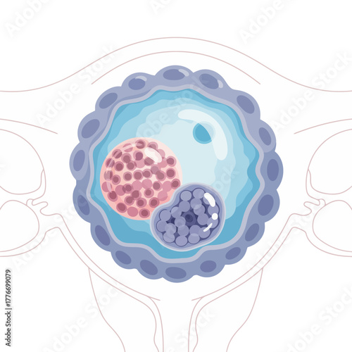 Stunning illustration depicts early human embryo development within the womb, showcasing cellular growth and potential life
