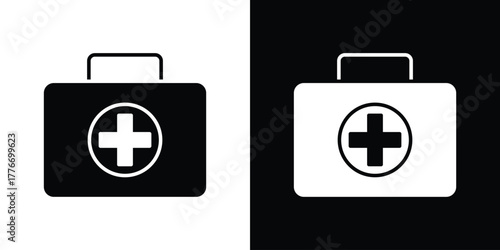 Medical kit icon line art editable stroke and solid collection for app design