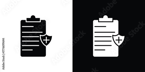 Medical insurance icon line art editable stroke and solid collection for app design
