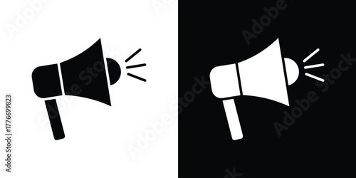 Megaphone icon line art editable stroke and solid collection for app design
