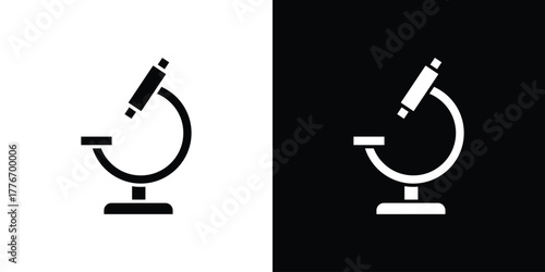 Microscope icon line art editable stroke and solid collection for app design