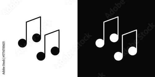Music note icon line art editable stroke and solid collection for app design