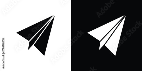 Paper plane icon line art editable stroke and solid collection for app design