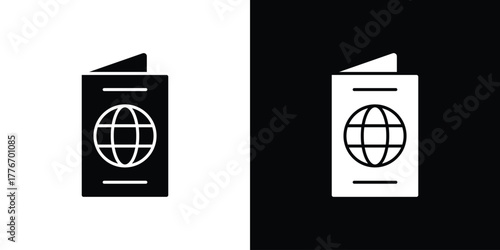 Passport icon line art editable stroke and solid collection for app design