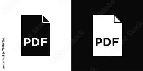 PDF file icon line art editable stroke and solid collection for app design