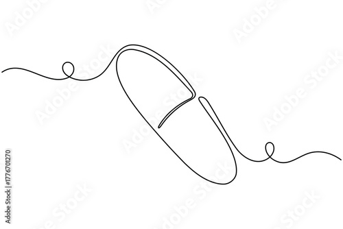 Pharmaceuticals capsule and tablets continuous one line drawing on white background minimalist medicine pill outline vector illustration