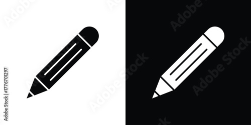 Pencil icon line art editable stroke and solid collection for app design