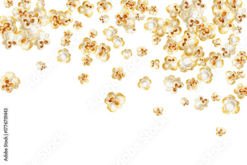 Tasty popcorn vector illustration looks delicious and inviting. Useful in carnival or circus-themed graphics. Each popcorn piece exhibits a textured surface.
