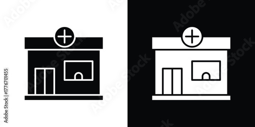 Pharmacy icon line art editable stroke and solid collection for app design