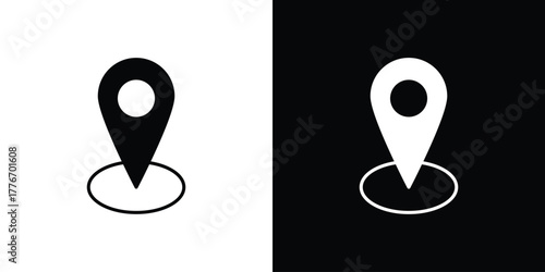 Pin icon line art editable stroke and solid collection for app design