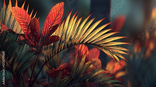 Beautiful tropical foliage leaves high resolution image