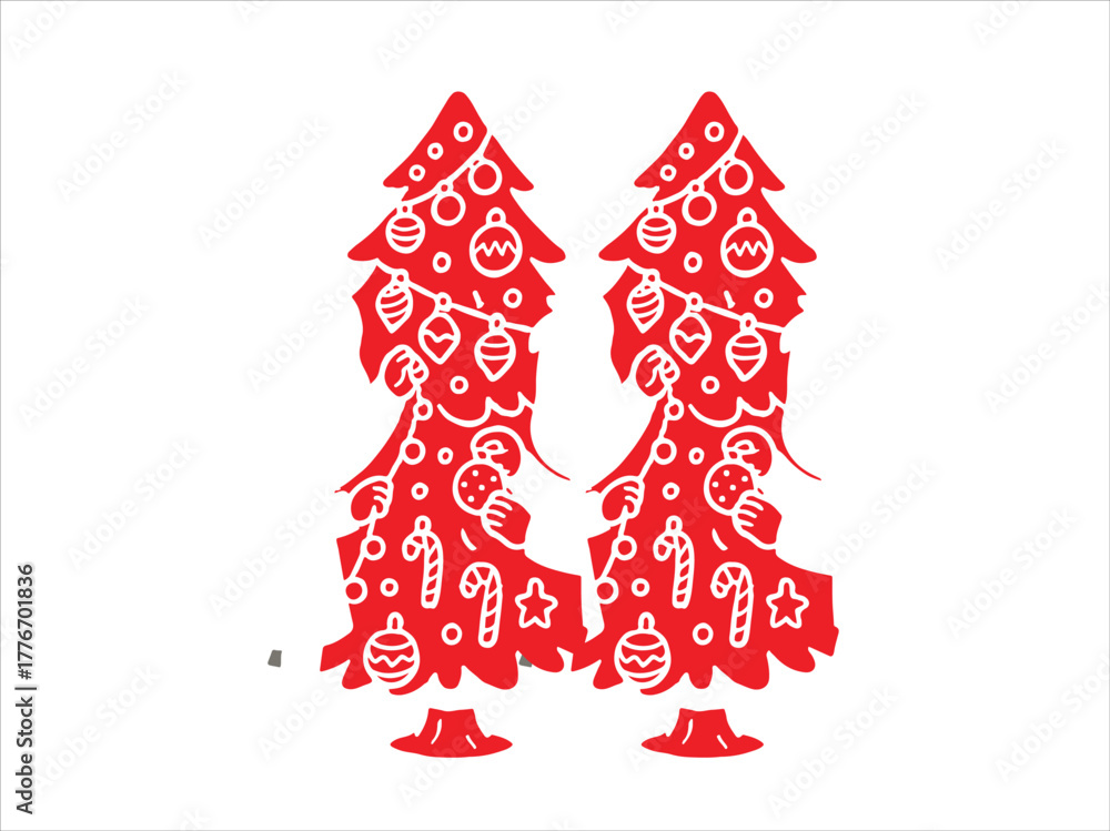 Obraz premium Cute children decorating Christmas tree with colorful lights and ornaments