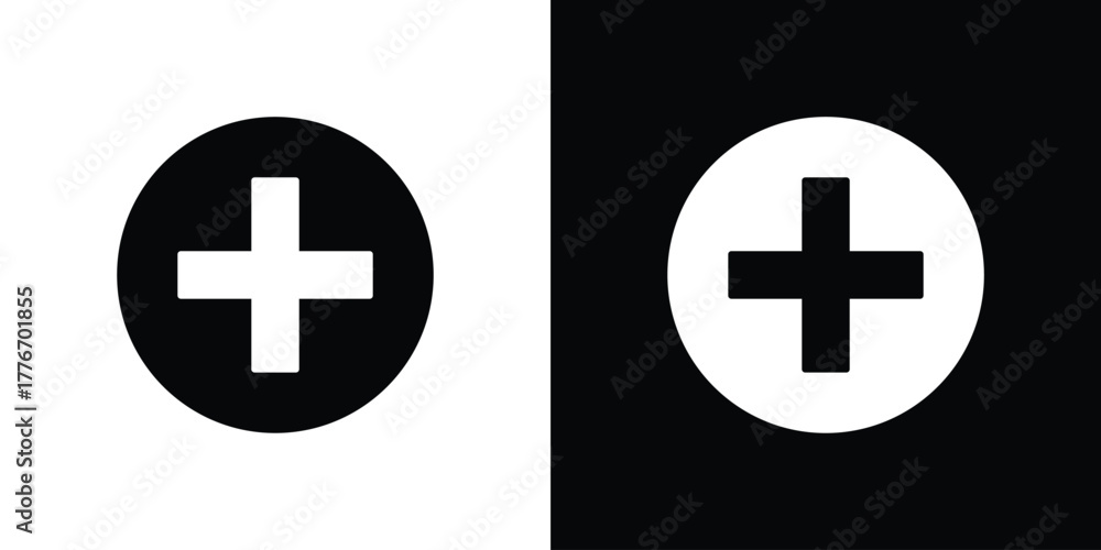Fototapeta premium Plus icon line art editable stroke and solid collection for app design