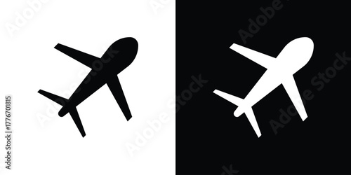 Plane icon line art editable stroke and solid collection for app design