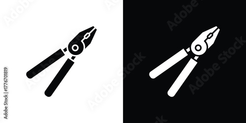 Pliers icon line art editable stroke and solid collection for app design
