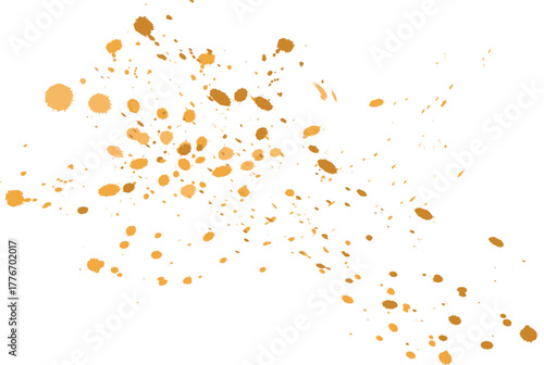 Yellow watercolor paint splatter on white background creating an artistic abstract texture. Vibrant ink drops ideal for backgrounds, posters, and modern designs. Perfect for creative and decorative