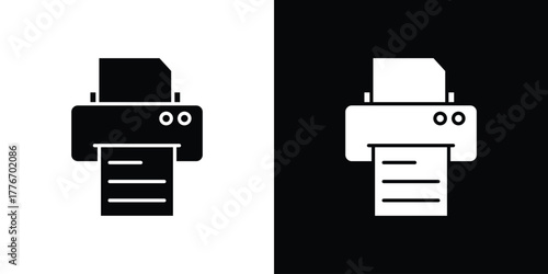 Printer icon line art editable stroke and solid collection for app design