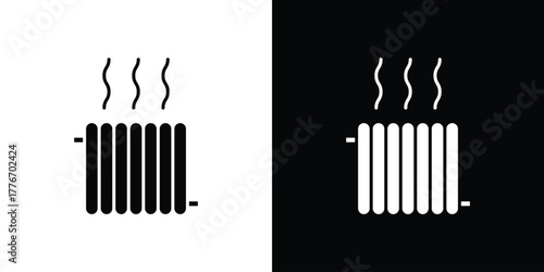 Radiator icon line art editable stroke and solid collection for app design