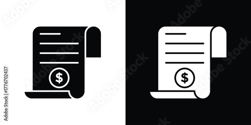Receipt icon line art editable stroke and solid collection for app design