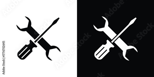 Repair icon line art editable stroke and solid collection for app design