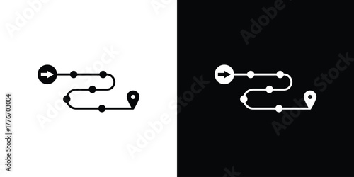 Roadmap icon line art editable stroke and solid collection for app design