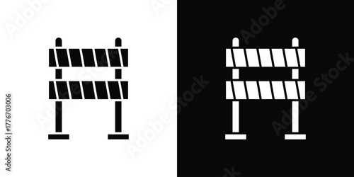 Roadblock icon line art editable stroke and solid collection for app design