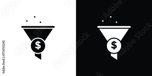 Sales funnel icon line art editable stroke and solid collection for app design