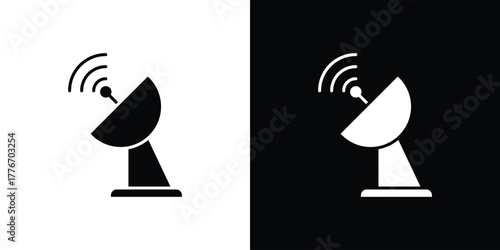 Satellite dish icon line art editable stroke and solid collection for app design