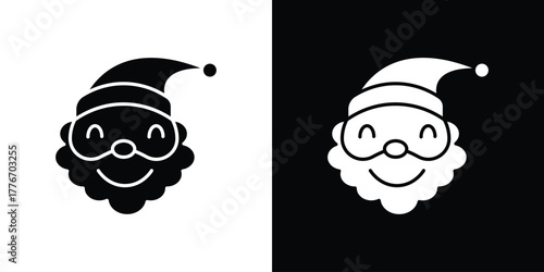 Santa Claus icon line art editable stroke and solid collection for app design