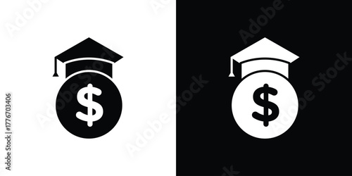 Scholarship icon line art editable stroke and solid collection for app design